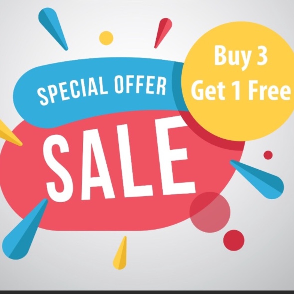 *Buy 3, get 1 free. *Buy 6, get 2 free.
*& so on!